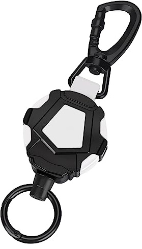 NOKAPIN Retractable Keyring, Extendable Retractable Keychain with Steel Wire Rope Retractable ID Badges Holder((Black White)