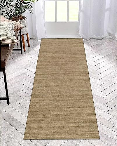 ZDYHMrj Läufer Teppich Lang Flur rutschfest Waschbar 110X350CM Braun Küche Korridor TeppichLäufer für Flur Schlafzimmer Wohnzimmer Polyester Teppichmatte Dauerhaft, Anpassbar Küchenteppich Meterware