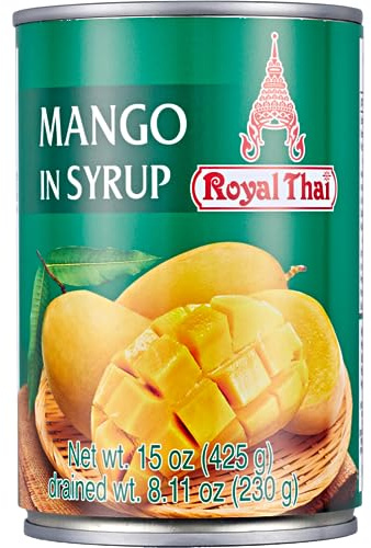Royal Thai Rodajas de Mango en Almíbar - 24x425g | Mango tailandés listo para comer, multipack de 24 latas. Perfecto como complemento culinario directo del envase.