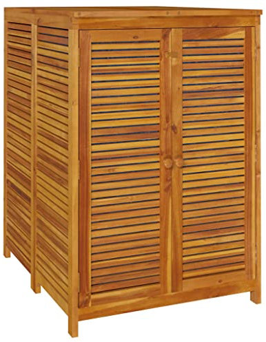 Makastle Gartenlager Gartenschrank Geräteschuppen Werkzeugschrank Outdoor Schrank Gartenbox mit Innenbeutel, 70x87x104 cm Massivholz Akazie