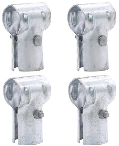KINNAN 4,8 x 4,8 cm Endschienen-T-Klemme, Kettenglied-Endschienenklemme, Kettenglied-Zaunteile, verzinkte Stahl-T-Klemme für 3,8 cm Außendurchmesser, Schrauben und Muttern enthalten 4 Stück