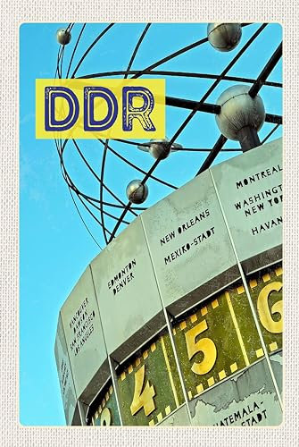 Ontrada Blechschild 12x18cm gewölbt Berlin Deutschland Weltzeituhr DDR Schild