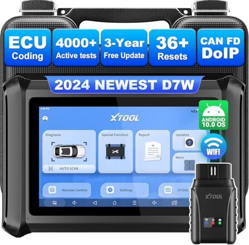 XTOOL D7W Wireless OBD2 Scanner, Bidirectional Car Diagnostic Tool with Online Coding, 4K+ Active Tests, Full System, 39+ Resets, V.A.G Guide, PMI, DoIP/CAN FD/FCA, 3-Year Updates, Covers 10K+ Vehicle