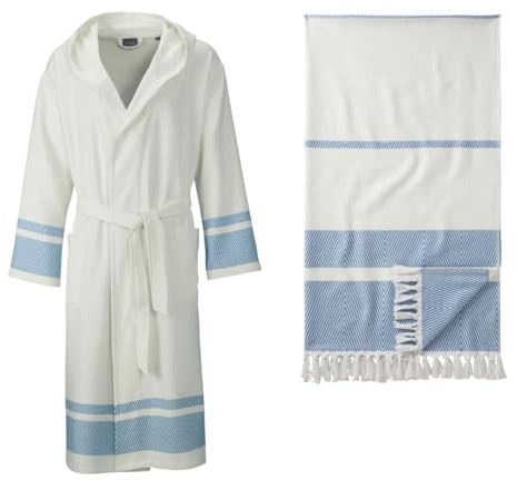 Egeria Setpreis Lynn Hamam Kapuzenmantel blau Gr. S + Pestemal Hamamtuch 341