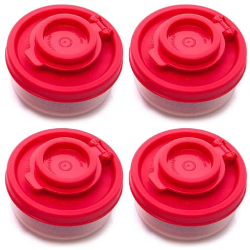 Juego de 4 saleros y pimenteros pequeños rojos para llevar – Mini coctelera para sal y pimienta con tapa para llevar contigo – para viajes, camping y para llevar, 40 g, saleros de cocina y comedor