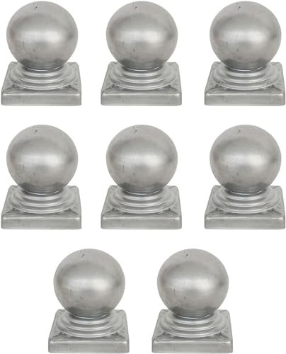 Zaunpfostenkappe, Metallzaunpfostenkappe, Zaunpfostenkappen, verzinktes Metall, Gartenterrasse, Zaun, Kugelpfostenkappe, Endstück, 100 x 100 mm (Größe: 80 x 80 mm)