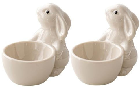 Firulab Huevera de Pascua para Huevo Pasado por Agua | Hueveras de, Soporte Individual de Porcelana para decoración de Pascua y Primavera, decoración de Mesa para Desayuno, Cena y Fiesta