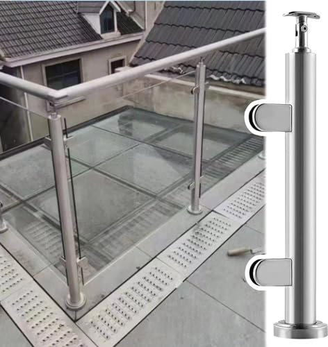 Glasgeländer Pfosten Geländer 60 65 70 75 80 85 90 95 100 110 120 130 140 Cm hoch Glasgeländer End-/ Mittel-/ Eckpfosten, Modern Indoor Flur Treppen Glas Geländer Pfosten Klammern, Kann Handlauf Versi
