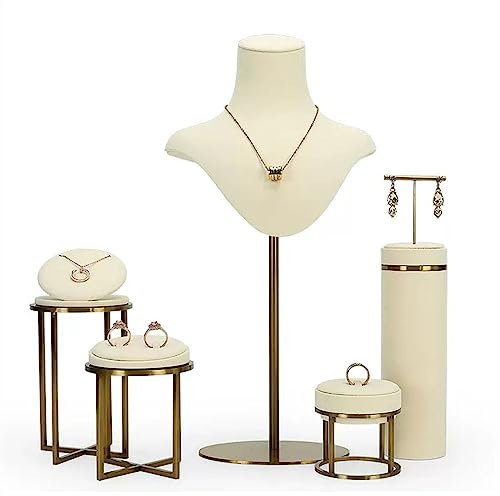 GLigeT Schmuckhalter Samt-Schmuckständer, Halskettenhalter, 5er-Set, Schmuckaufhänger for Halsketten, Schmuckbüsten-Ausstellungsständer aus Metall for Jewelry Ständer