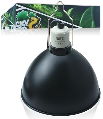 LUCKY HERP Reptile Dome Light Fixture, 8.5 inch Vivarium Heat Lamp Holder, Aluminium Optical Reflection Use for Reptile UVA UVB Bulb, Heat Lamp Bulb, Basking Spot Light