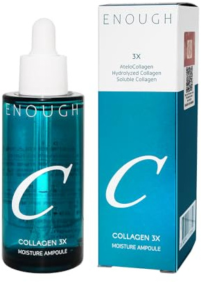 Enough Collagen 3X Moisture Ampoule, Korean Skin Care Anti-Aging Face Serum with Hyaluronic Acid, Niacinamide and Retinol for Women, 1,69 fl oz / 50ml