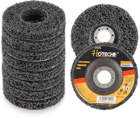 Hoteche 10 discos de lijado negros – 115 x 22,23 mm, para eliminación de óxido, eliminación de pintura, pulido y lijado, disco CSD, lijadora de cubo de rueda, discos de desbaste para metal, embalaje