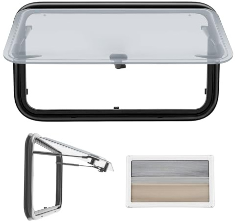 Fenêtre latérale de camping-car DIFU - 700 x 400 mm - 85 ° - Noir - Avec store intégré - Pour caravane, van