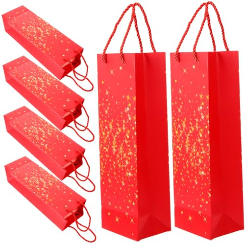 HOMOCONO 6 Stück Weintaschen Aus Stabilem Weißem Karton Mit Griffen Papier Weinflaschentaschen Für Weihnachten Hochzeiten Picknicks Langlebige Papiertüten Für Weinflaschen