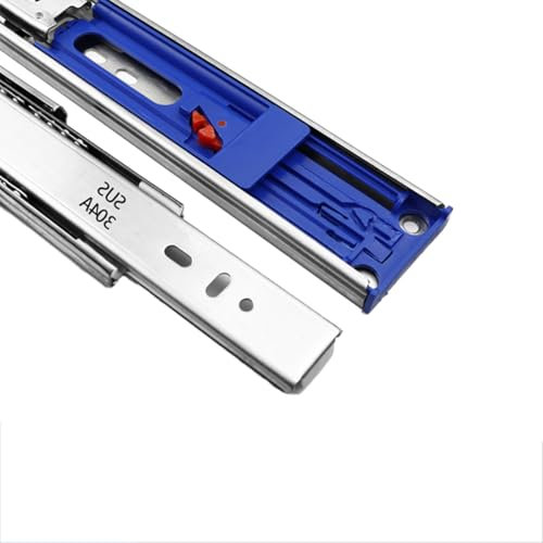 Purzen Edelstahl-Schubladenschiene DREI-Sektions-Dämpfung Puffer Silent Slide Rebound Rail Garderobe Pull-Out Lastlager Push-Pull,10 inches 25CM