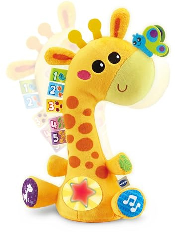 VTech-Baby Cristina la Jirafa Bailarina, Juguete Niños +1 Año, Peluche Interactivo Que Baila y Canta, Luces, Grabación de Voz, Canciones, Sonidos y Texturas, Versión ESP