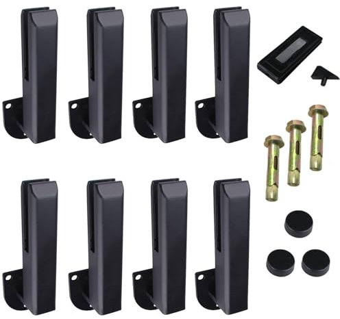 YFJBDKS Robuste Glasklemme aus Edelstahl, für Poolzaun, Balustraden, Geländerpfostenklemmen für Balkon-/Gartendeck-Handlauf, Klemmen, Pool-Clips, Halterung, 8 Stück,Schwarz,Side Mounted