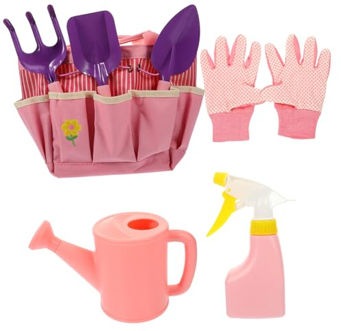 SUPVOX Attrezzi Da Giardino Per Ragazzo Compreso Rastrello Spruzzatore Bollitore Guanti e Annaffiatoio Borsa Stoccaggio Per Giochi All e Attività Educative