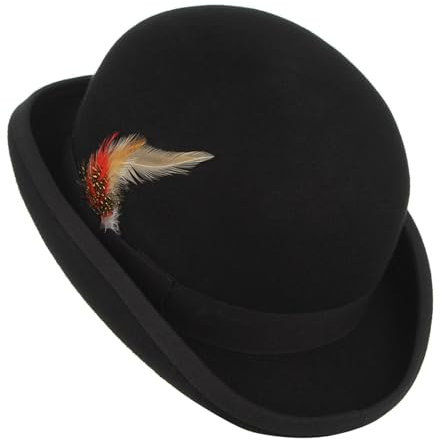 WUFANGBU Fedora Trilby Filzhut Hut Herrenhut Feder Dekoration Dome Hut Zylinder Jazz Hut Herren Zylinder XL (Über 60Cm) Schwarz