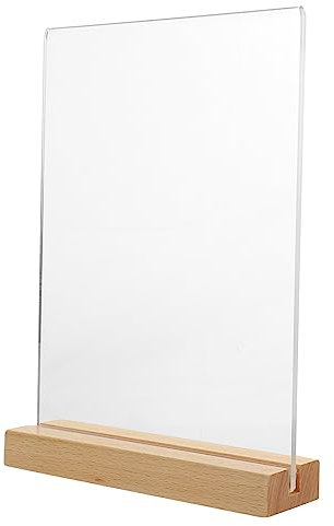 Présentoir de Table T A5 en Acrylique avec Base Bois, Support Stable