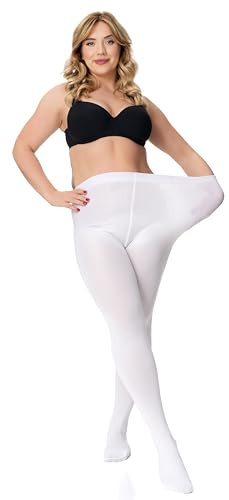 Romartex Plus Size 60 DEN 3D Strumpfhose, XL-6XL Große Größen Blickdichte Strumpfhose mit hohem Bund, weiche, verstärkte, saftige Farben mit super Komfort und Elastizität