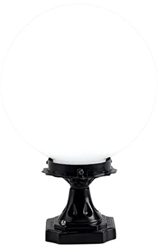 FIXOSHEE Lámpara De Globo Para Postes De Exterior, Farolas Exteriores Pantalla Acrílica Redonda De 20 Cm, Luz Resistente Intemperie Para Jardín y Patio, Luminaria De Columna Para Exteriores