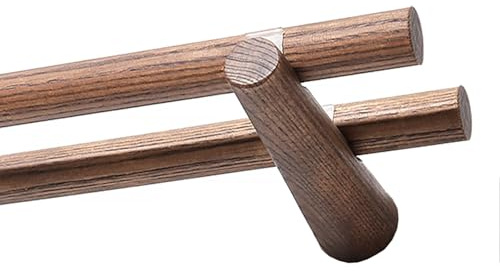 YPAPBHT Wohnzimmer Schlafzimmer Massivholz Gardinenstange Walnuss Farbe Römische Stange Holz Halterung Set(160CM)