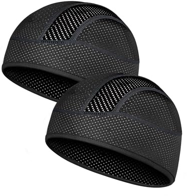 Becellen 2 Pezzi Estivo Sottocasco Bici, Traspirante Ciclismo Berretto Under Helmet Leggero Cappello Sportivo Berretto Sottocasco Skull cap per Uomo Donna