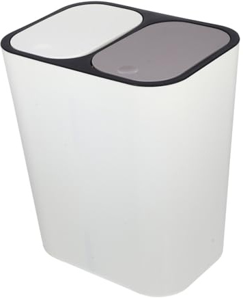 Levemolo Poubelle De Cuisine Avec Couvercle 2 Compartiments Séparation Sec Et Humide Pour Cuisine Et Salle De Bain Conteneur De Recyclage Compact Beige