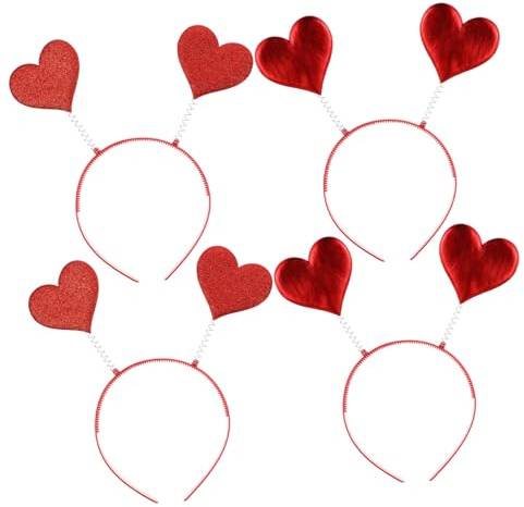LIFKOME 4 Stück 3D Herz Haarreif Stirnband Haarschmuck für Valentinstag Silvesterparty Leichte Material Haar Accessoires Foto Requisiten