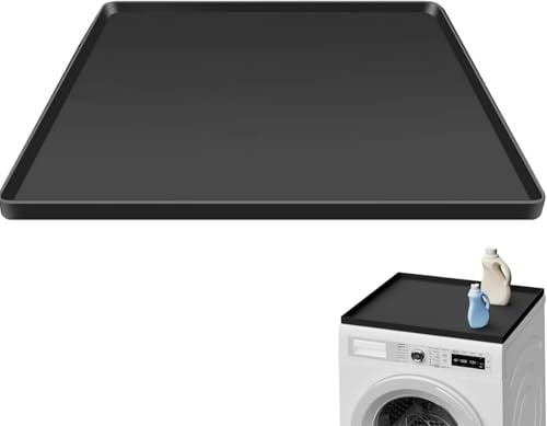 Cubierta Superior de Silicona Antideslizante e Impermeable con Borde Elevado, Multiusos para Lavadora, Secadora y Refrigerador (Negro, 23 x 23)