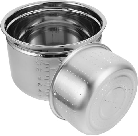 UKCOCO Revestimiento De Acero Inoxidable Para Olla Arrocera Eléctrica Con Cesta Vaporera Para Cocinar Arroz Incluye Olla Interior Antiadherente y Bandeja Para Steaming
