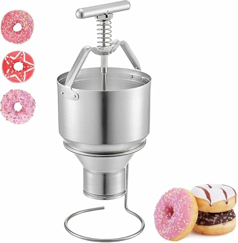 Doseur à beignets manuel 3L, machine à fabriquer des beignets, mini distributeur de pâte à beignets en acier inoxydable, trémie à beignets avec support, 6 réglages d'épaisseur