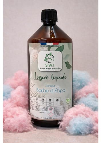 Lessive Barbe à Papa, Liquide Concentré, Parfum Sucré et Gourmand, 1L, 30-35 Lavages, Pour Tout Type de Linge