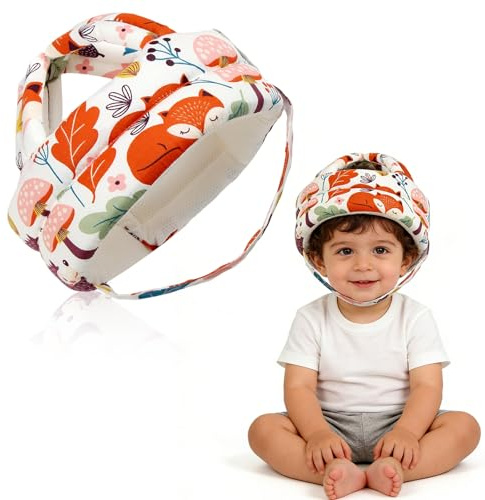 Baby Kopfschutz Anti-Kollision, Weicher & Atmungsaktiver Helm für 6 bis 36 Monate alte Babys, Cartoon-Design Kopfschutzmütze zum Schutz vor Stößen für Jungen und Mädchen