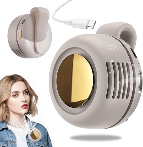 GDSAFS Portable Silent Mini Bladeless Electric Fan, Clip On Fan for Shirt & Waist, Wearable Mini Portable Fan with 3 Speeds USB Rechargeable, Personal Cooling Fan for Travel Outdoor Office (White)