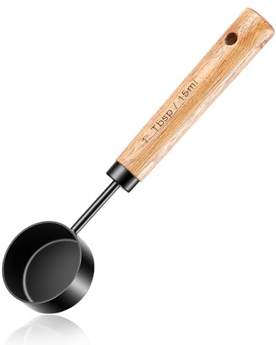 15ml Coffee Scoop Vintage Coffee Measuring Spoon Stainless Steel 1 Tablespoon Scoop with Walnut Handle for Ground Bean Tea