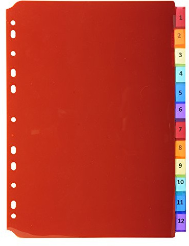 Exacompta - 3912E - Separadores en polipropileno translúcido con 12 pestañas neutras - con portaetiquetas - Se entrega con una hoja de etiquetas removibles - Formato para archivo A4