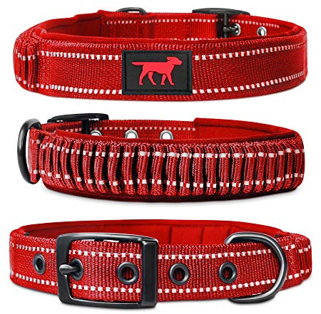 Tuff Pupper Heavy Duty Dog Collar with Handle | Ballistic Nylon Heavy Duty Collar | Padded Reflective Dog Collar with Adjustable Stainless Steel Hardware | Convenient Sizing for All Breeds