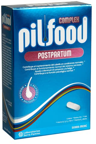 Tratamiento Anticaída con Biotina, Zinc y 12 Vitaminas - Pilfood Pospartum para la Caída del Cabello durante el Posparto en la Mujer - Anticaída de Pelo en Embarazo - Sin gluten - 90 Cápsulas 1 mes