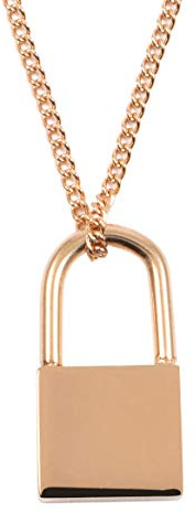 Happiness Boutique Collana Lucchetto Pendente Oro Rosa | Delicata Collana con Lucchetto Pendente Bijoux Acciaio Inossidabile