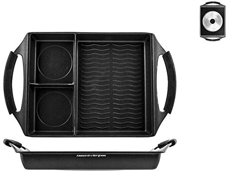 H&H Alessandro Borghese Essential Bistecchiera, Antiaderente, 30x25cm, Induzione