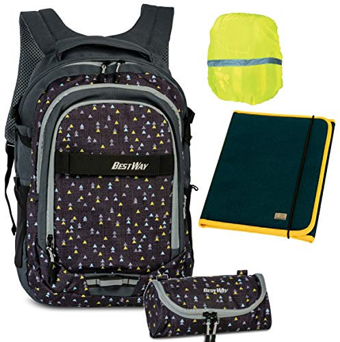 BESTWAY Evolution Air - 40177-1737 - Schulrucksack-Set Girls 4tlg. - Rucksack, STIFTEETUI und REGENSICHERHEITSHÜLLE - hochwertige Heftmappe Gratis