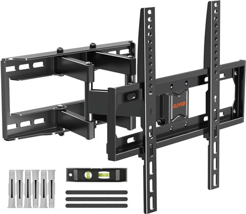 ELIVED TV Wall Bracket Tilt and Swivel TV Mount for Most 26-65 LCD, LED, OLED Flat/Curved TVs with Max. VESA 400x400mm up to 40KG, Full Motion Wall Mount with Strong Double Arms, EV010