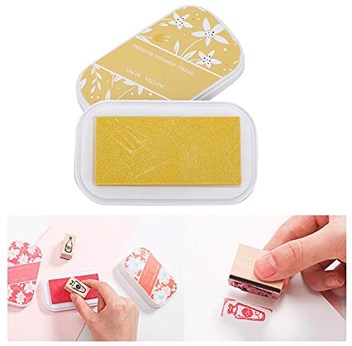 Stempelkissen Hohe Kapazität Metallfarbe DIY Handstempel Tinte Handwerk für DIY Malmarken Buch Papier Holz Stoff(Blitzgelb)
