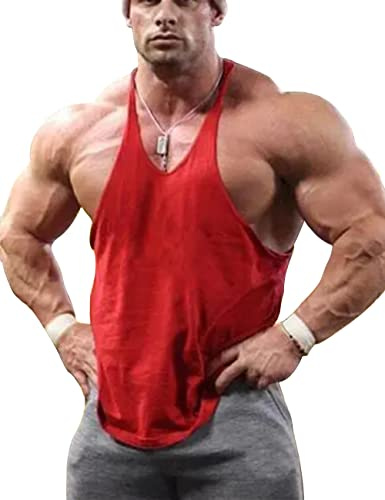 GYMAPE Men's Tank Tops Gym Bodybuilding Workout Cotton | Stringer Singlet Stretchy Armhole Y Back Muscle