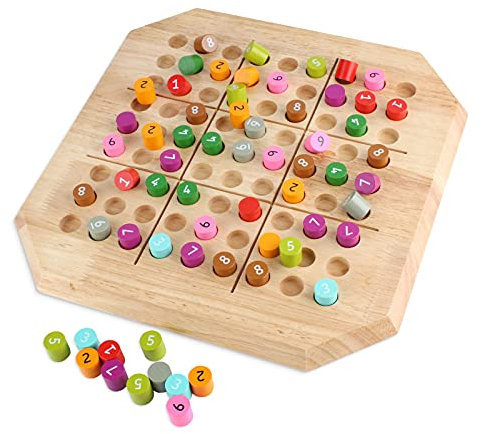 Larcele Holz Sudoku Puzzle Brettspiel Mathe Denksport Spielzeug SD-10 (bunt)