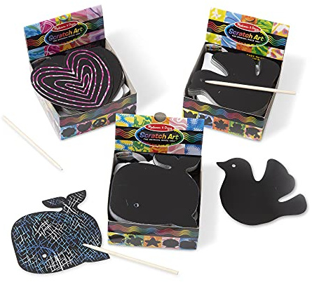 Melissa & Doug Bundle of 3 Scratch Art Mini Notes - Ocean, Nature and Favourite Things, 3 years+, Gift for Boy or Girl
