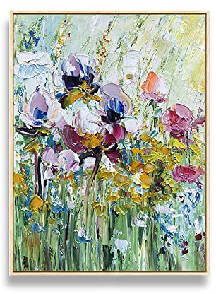 tymhrs Acrylbild,Dickes Strukturiertes Blumen-Ölgemälde – Handgemaltes Abstraktes Chinesisches