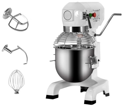GGM Gastro GGM Gastro Mélangeur planétaire Professionnel - Cuisson et pâtisserie - 10 Litre - 450 W - 3 niveaux de vitesse - Cuve amovible en acier inoxydable - Résistant aux rayures - Blanc - PRMH10